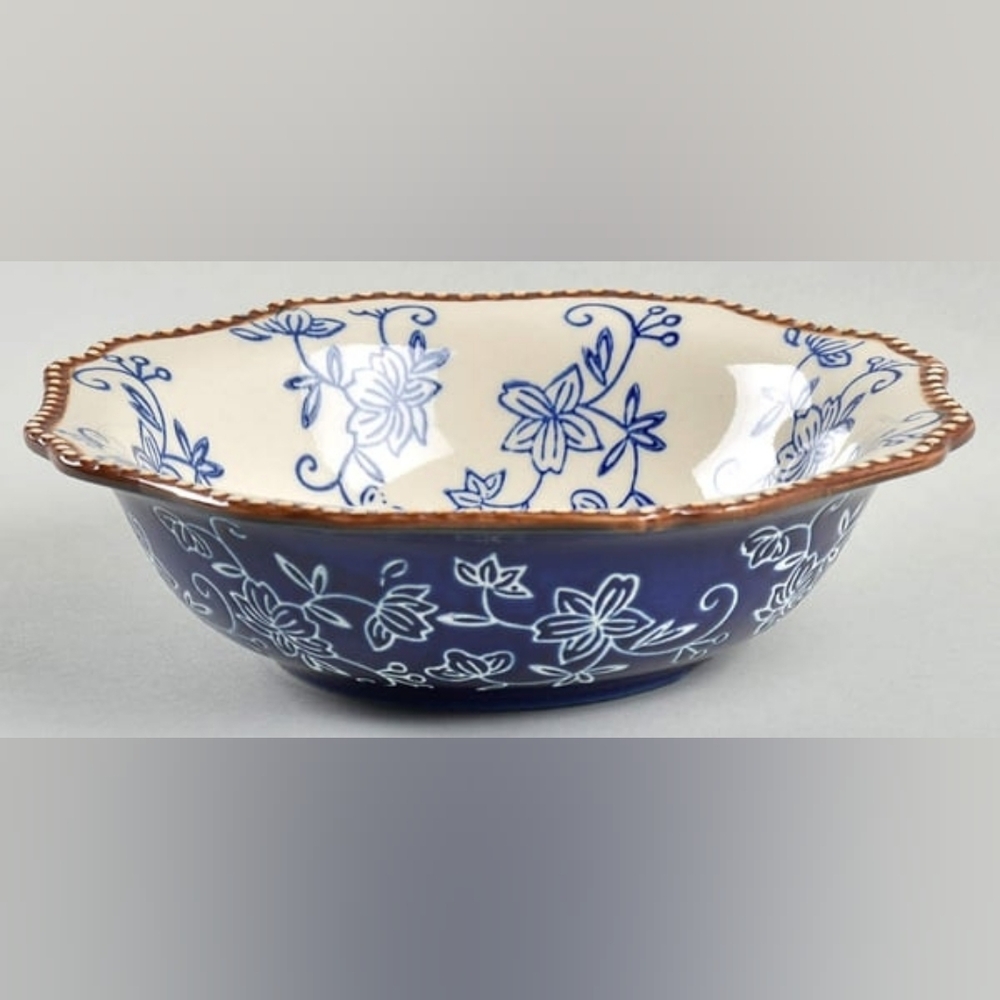 Temptations Blue and Cream Floral Bowl